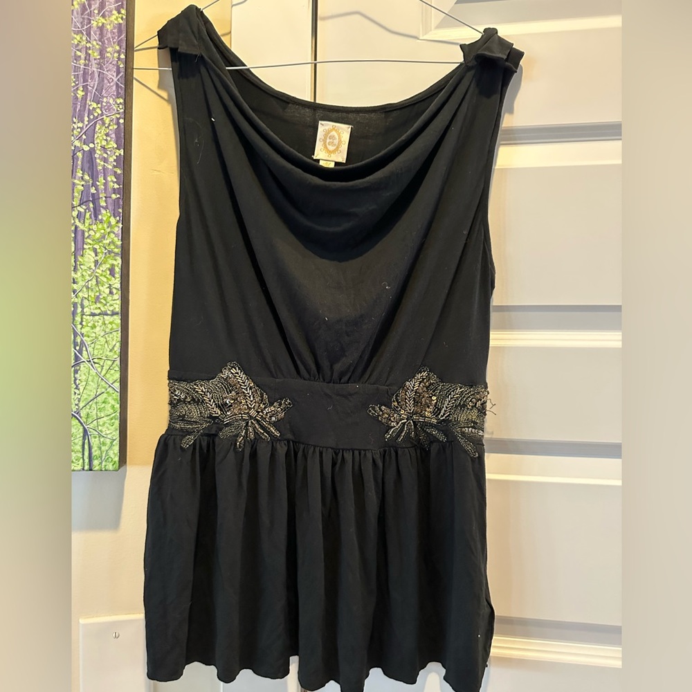Vintage Anthro cotton blouse with beading